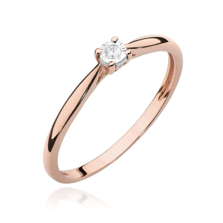 Pierścionek W461 Diament 0,01ct różowe złoto