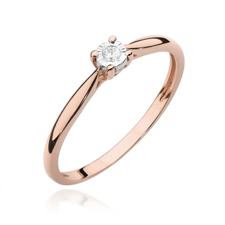 Pierścionek W461 Diament 0,03ct różowe złoto