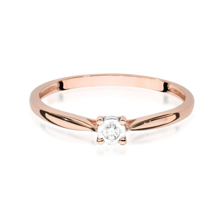 Pierścionek W461 Diament 0,03ct różowe złoto