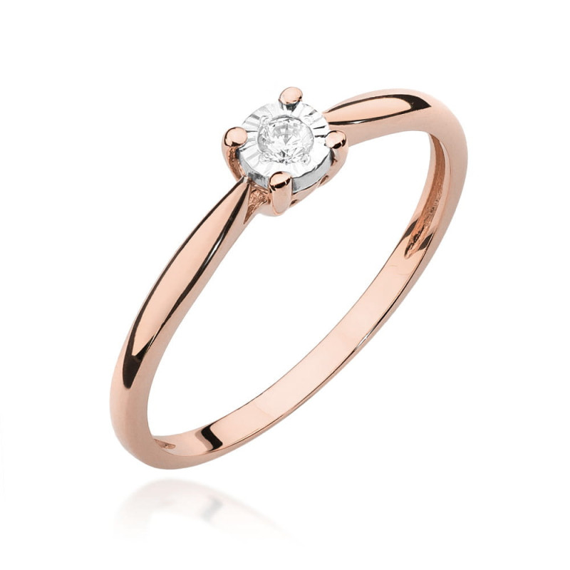 Pierścionek W461 Diament 0,08ct różowe złoto