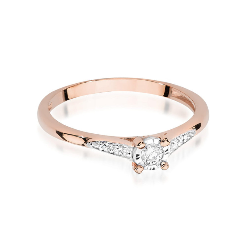 Pierścionek W0466 Diament 0,08ct różowe złoto
