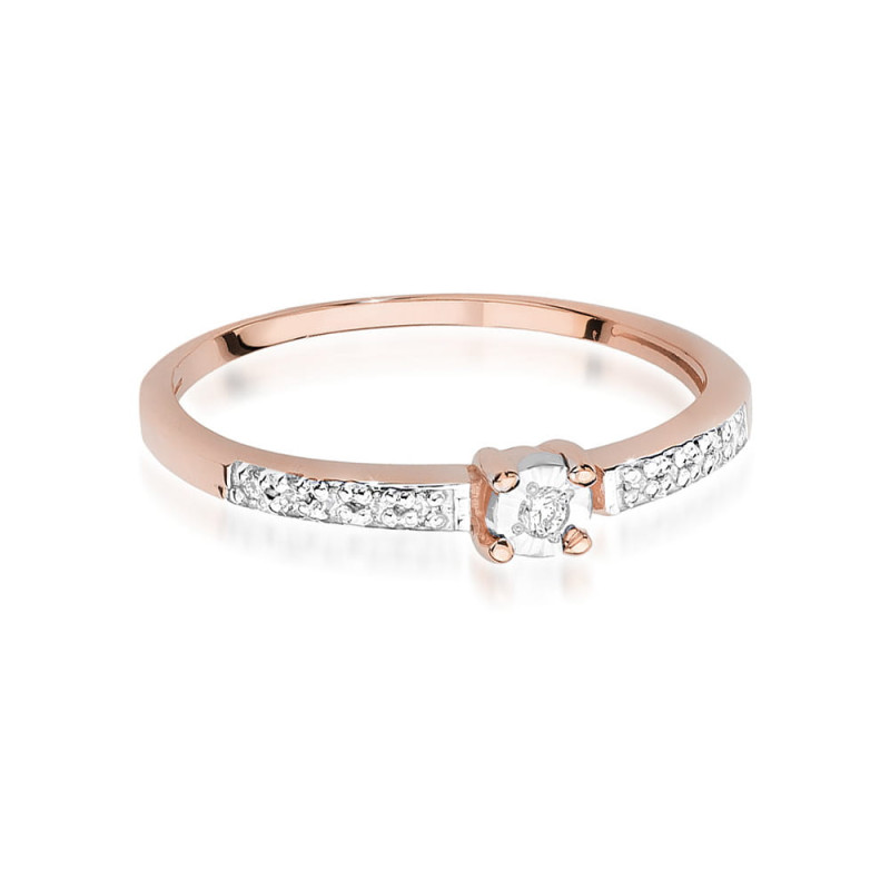 Pierścionek W467 Diament 0,02ct różowe złoto