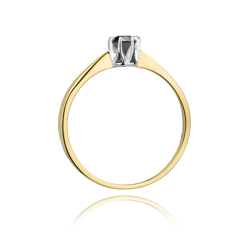 "Pierścionek W111 Czarny Diament 0,12ct w żółtym złocie - Daiman