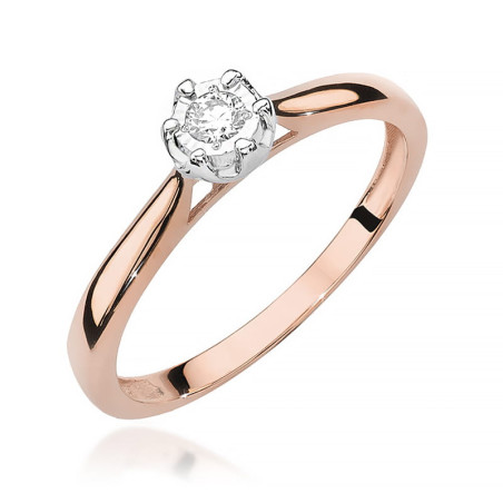 Pierścionek W468 Diament 0,08ct różowe złoto