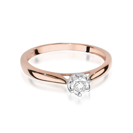 Pierścionek W468 Diament 0,08ct różowe złoto
