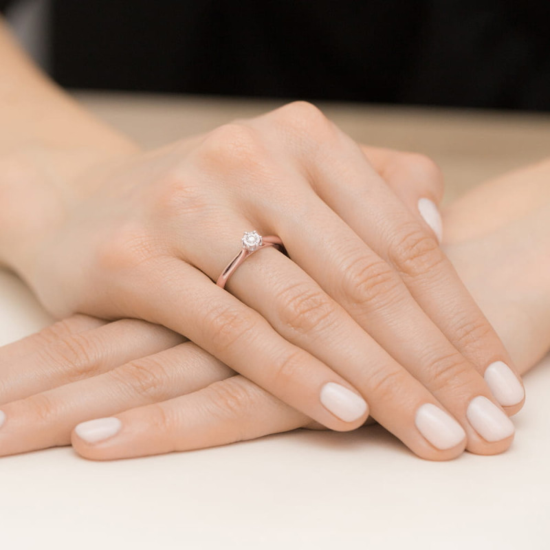 Pierścionek W468 Diament 0,08ct różowe złoto