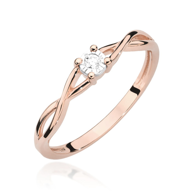 Pierścionek W470 Diament 0,03ct różowe złoto