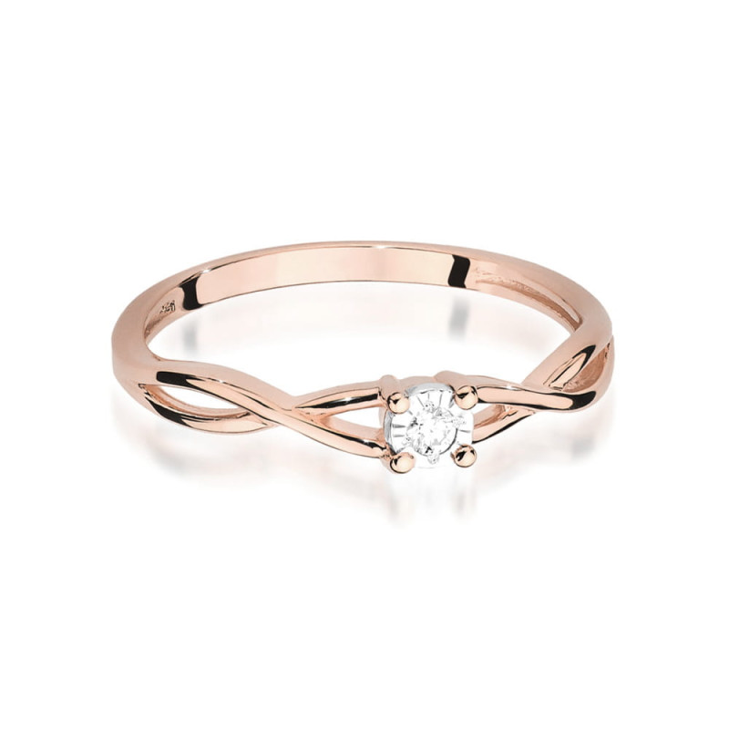 Pierścionek W470 Diament 0,03ct różowe złoto