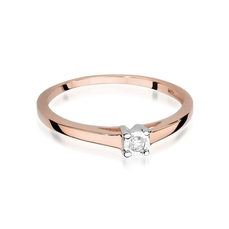 Pierścionek W471 Diament 0,03ct różowe złoto