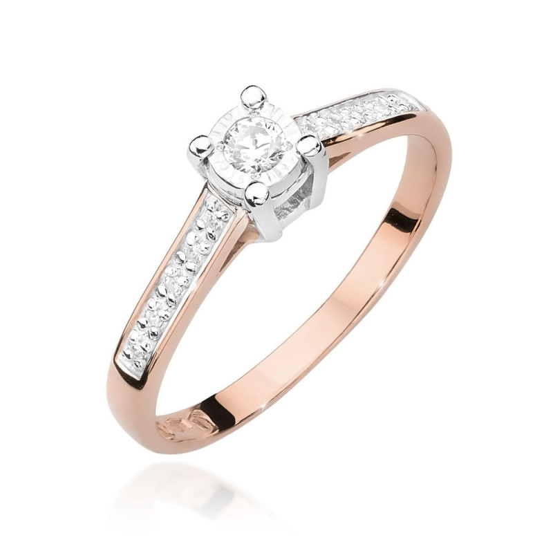 Pierścionek W474 Diament 0,08ct różowe złoto