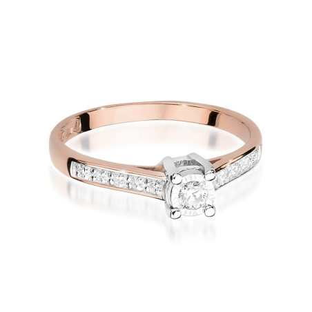 Pierścionek W474 Diament 0,08ct różowe złoto