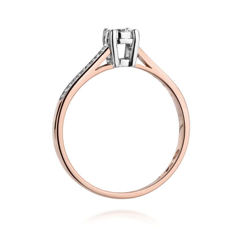 Pierścionek W474 Diament 0,08ct różowe złoto