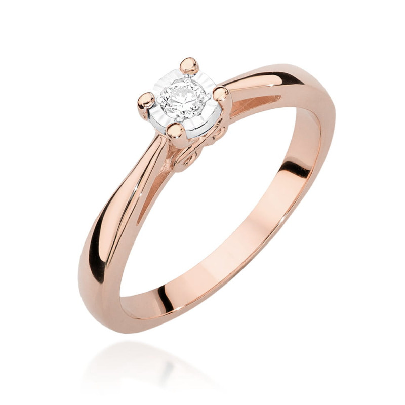 Pierścionek W475 Diament 0,08ct różowe złoto