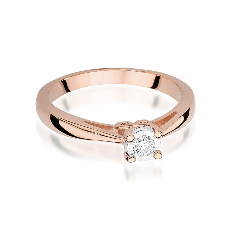 Pierścionek W475 Diament 0,08ct różowe złoto