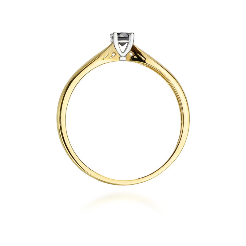"Pierścionek W045 Czarny Diament 0,12ct Żółte Złoto | Daimana.pl