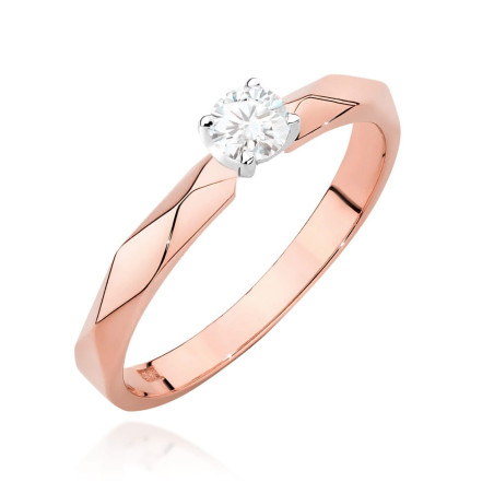Pierścionek W484 Diament 0,10ct różowe złoto