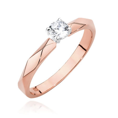 Pierścionek W484 Diament 0,15ct różowe złoto