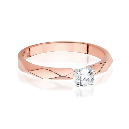 Pierścionek W484 Diament 0,15ct różowe złoto