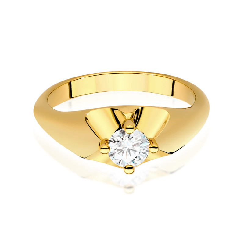Pierścionek W545 Diament 0,40ct żółte złoto
