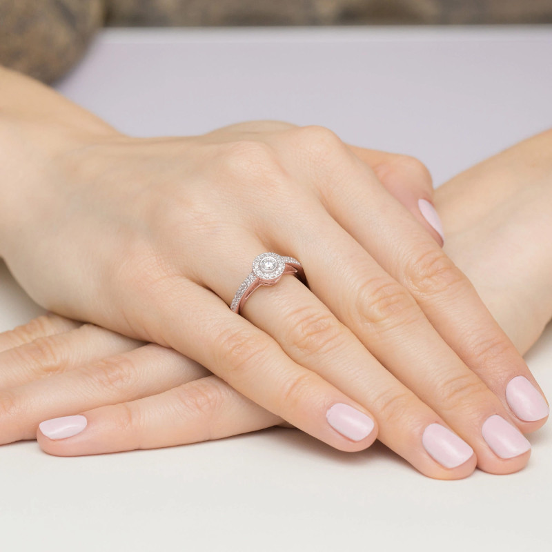 Pierścionek W530 Diament 0,15ct różowe złoto