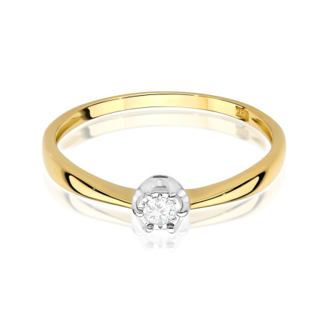 Pierścionek W567 Diament 0,06ct żółte złoto
