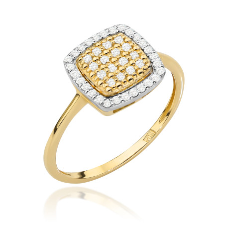 Pierścionek W568 z diamentami żółte złoto