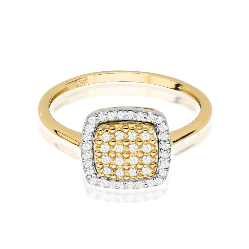 Pierścionek W568 z diamentami żółte złoto