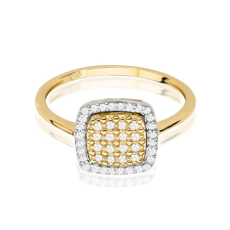 Pierścionek W568 z diamentami żółte złoto