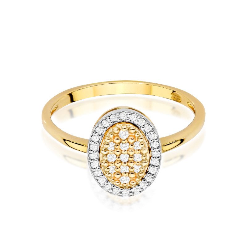 Pierścionek W570 z diamentami żółte złoto