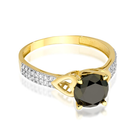 "Pierścionek W502 Czarny Diament 2,00ct w żółtym złocie - eksklu