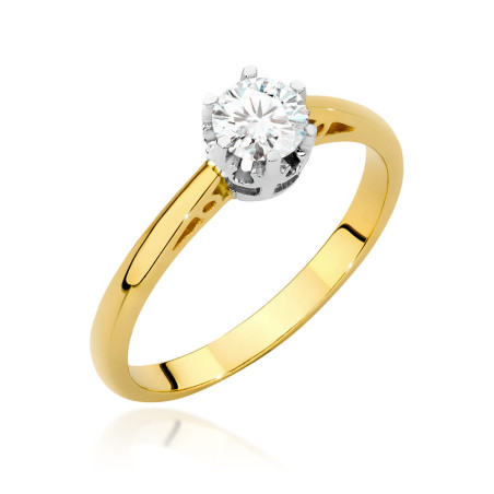 Pierścionek W542 Diament 0,40ct żółte złoto