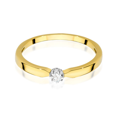 Pierścionek W561 Diament 0,04ct żółte złoto