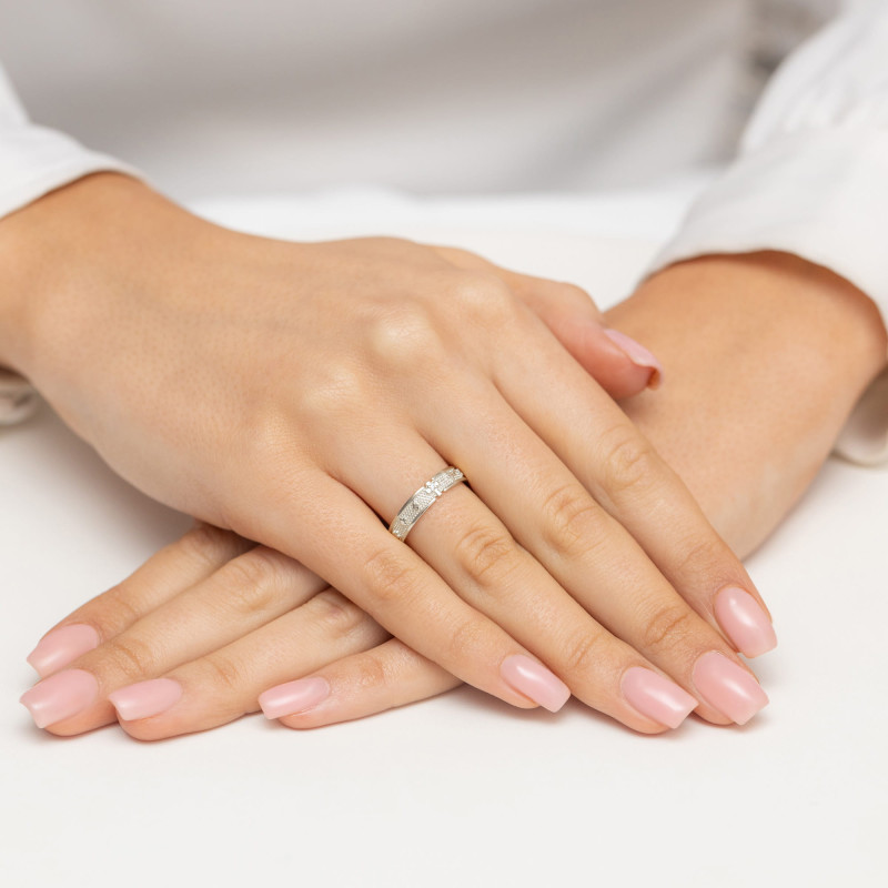 Pierścionek W580 Diament 0,0086ct białe złoto