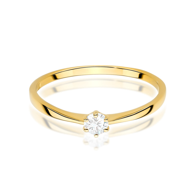 Pierścionek W579 Diament 0,10ct żółte złoto
