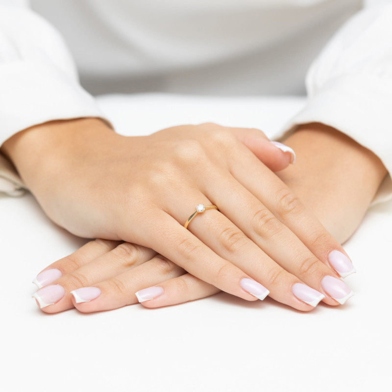 Pierścionek W579 Diament 0,20ct żółte złoto