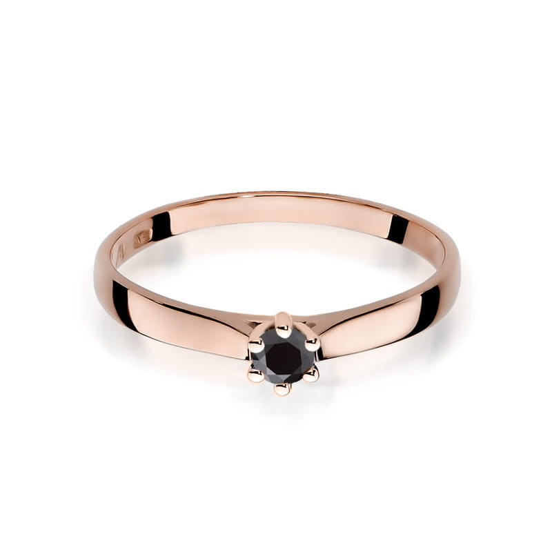 "Pierścionek W222 Czarny Diament 0,12ct w różowym złocie - Daiman