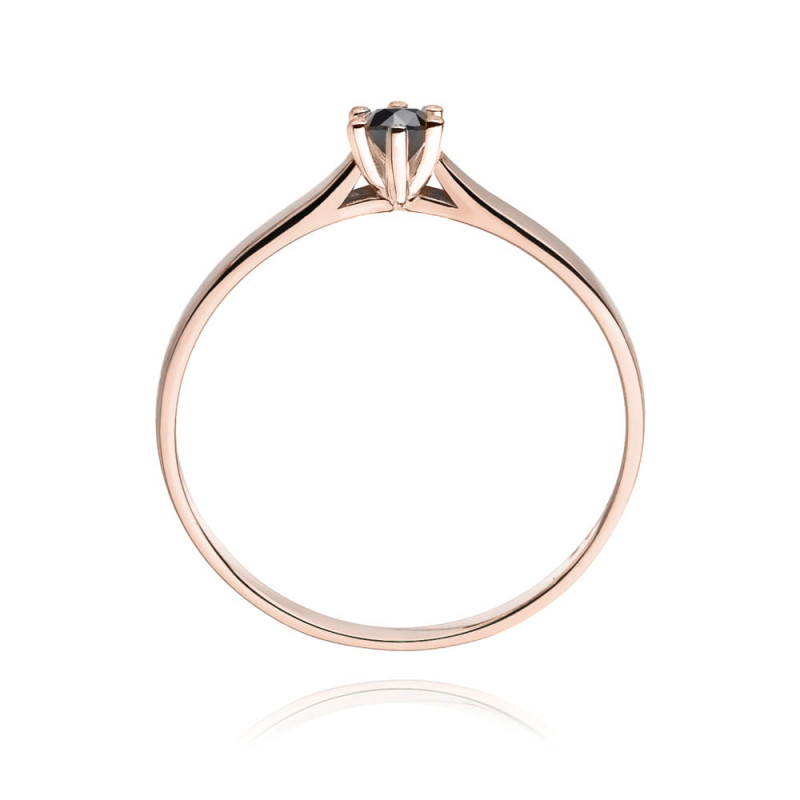 "Pierścionek W222 Czarny Diament 0,12ct w różowym złocie - Daiman