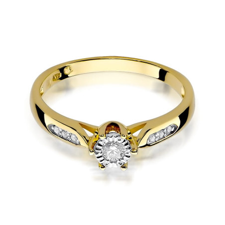Pierścionek W328 Diament 0,08ct żółte złoto
