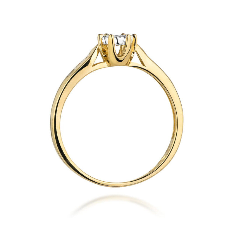 Pierścionek W328 Diament 0,08ct żółte złoto