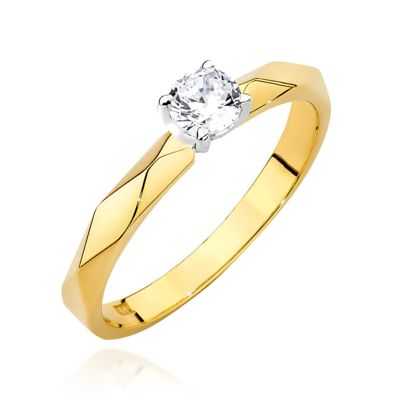 Pierścionek W484 Diament 0,25ct żółte złoto