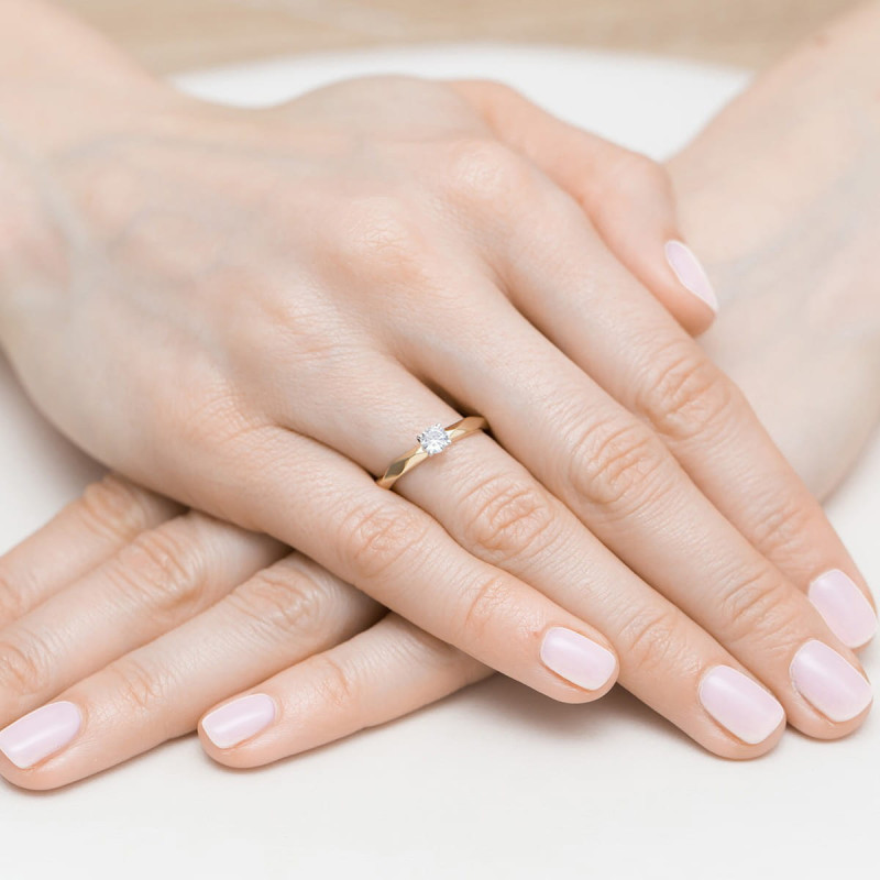 Pierścionek W484 Diament 0,25ct żółte złoto