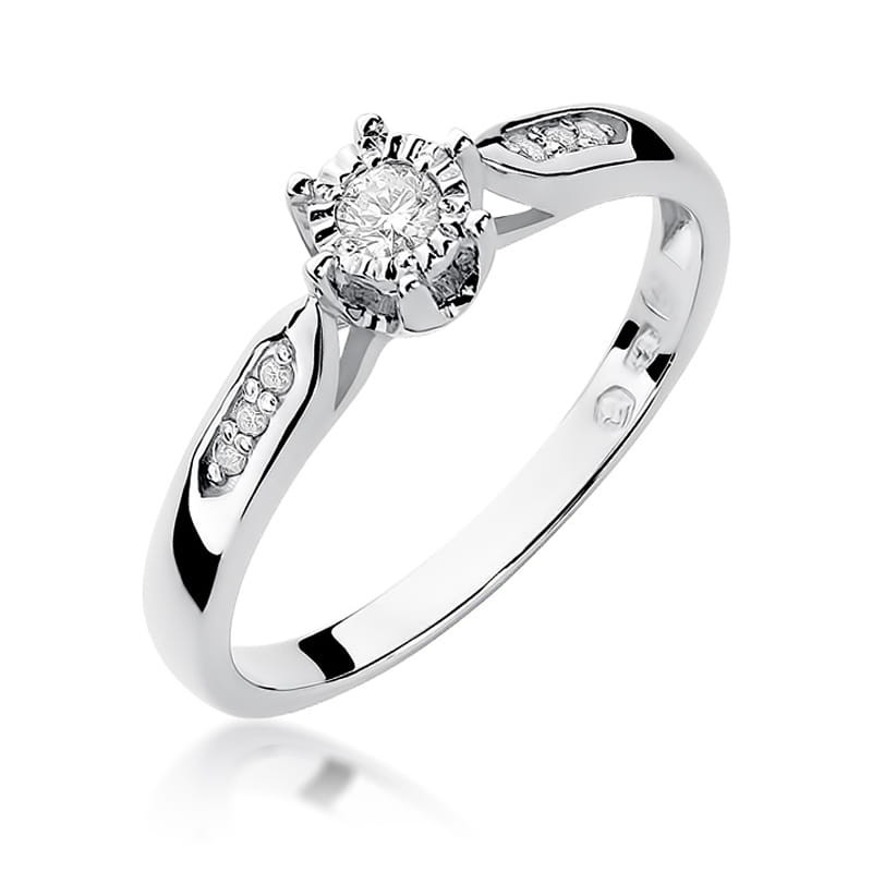 Pierścionek W328 Diament 0,08ct białe złoto