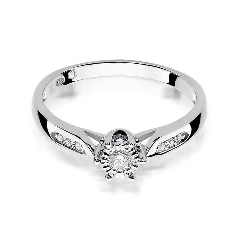 Pierścionek W328 Diament 0,08ct białe złoto