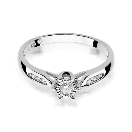 Pierścionek W328 Diament 0,08ct białe złoto