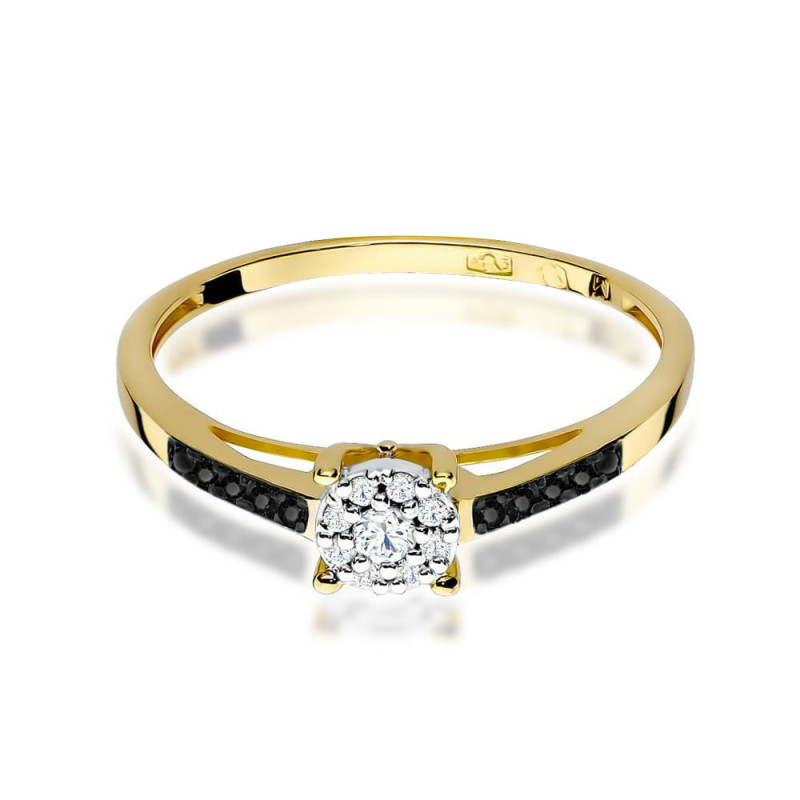 Pierścionek W055 Diament 0,08ct żółte złoto