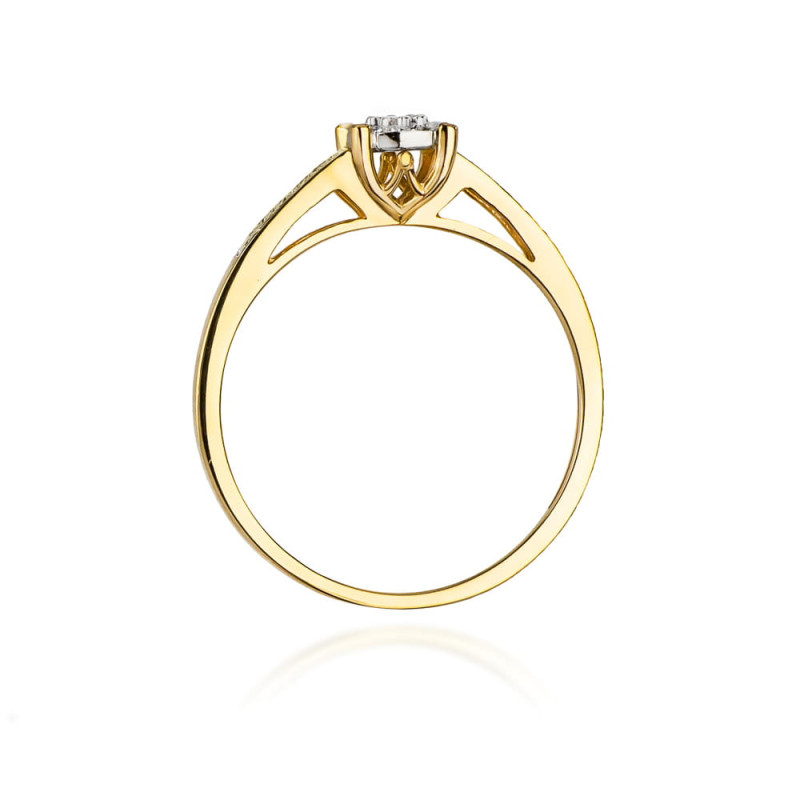 Pierścionek W055 Diament 0,08ct żółte złoto