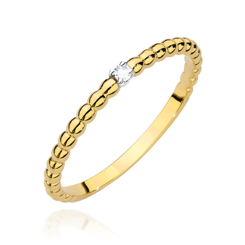 Pierścionek W0601 Diament 0,02ct żółte złoto