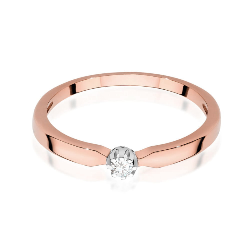 Pierścionek W561 Diament 0,04ct różowe złoto