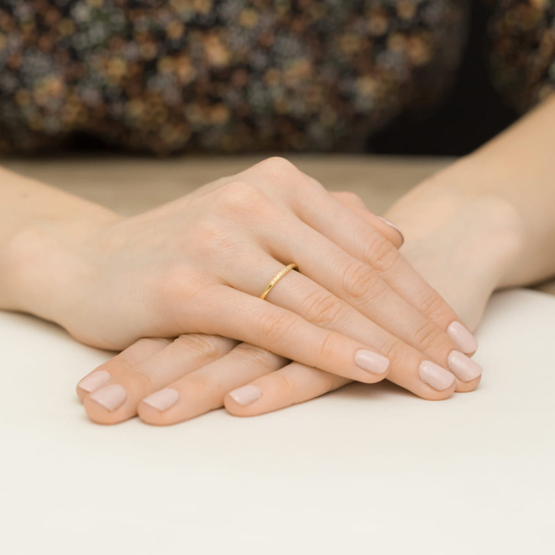 Pierścionek W0607 4 z diamentami żółte złoto