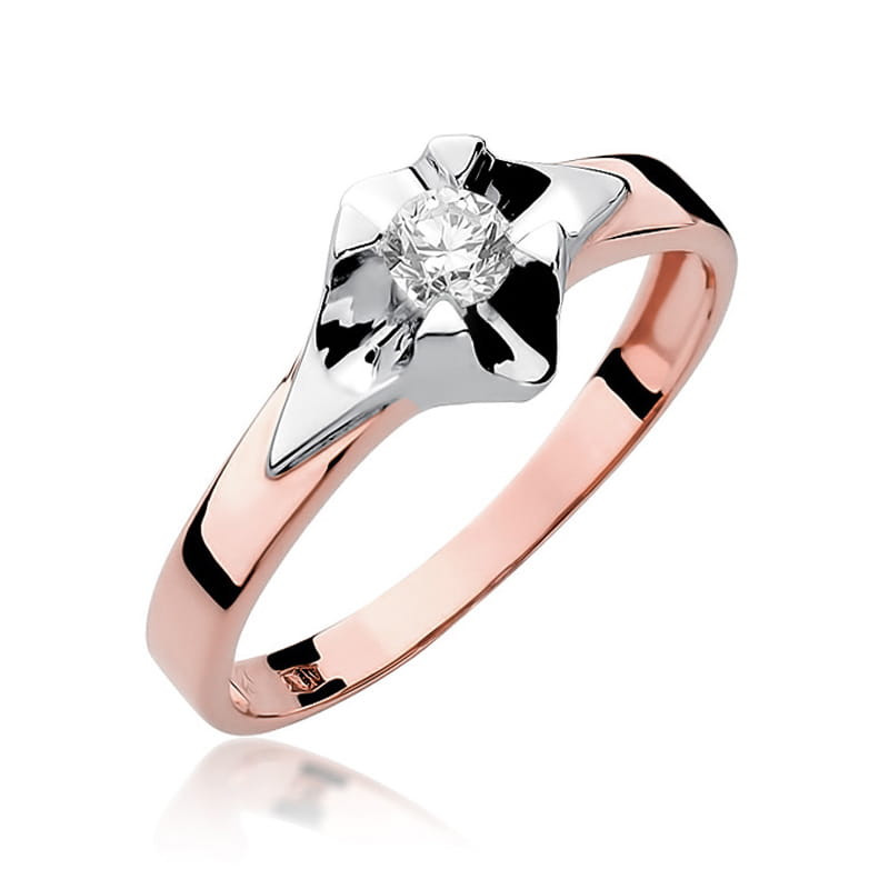 Pierścionek W155 Diament 0,20ct różowe złoto
